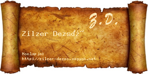 Zilzer Dezső névjegykártya